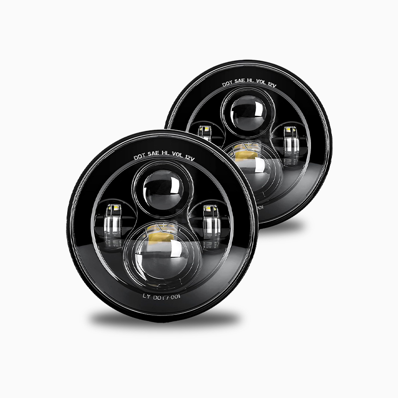 LX-LIGHT 7” Round Black Cree LED Headlight High& Low Beam